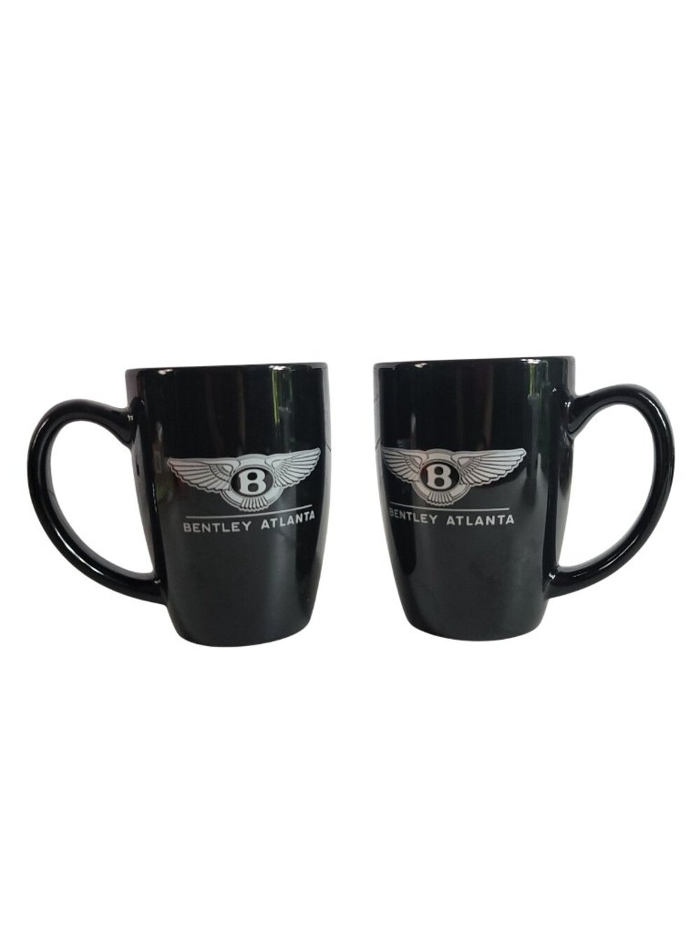 Bentley Atlanta 2 Mug Set Black Logo Round Handle Coffee Tea Luxury Auto Car